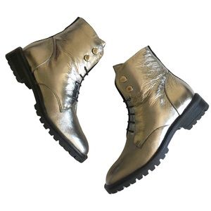 Kenneth Cole Francesca Pewter Combat Boots Sz 7.5